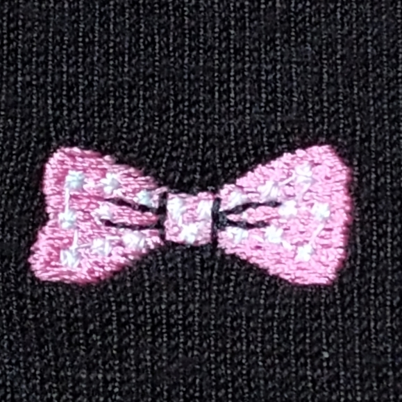 Etoile Women's Black Sweater with Embroidered Pastel Bows | V Neck | Sz Medium - Picture 6 of 7